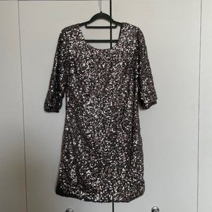 Lauren Conrad Sequin Mini-Dress - Size: Small, Color: Grey/Silver